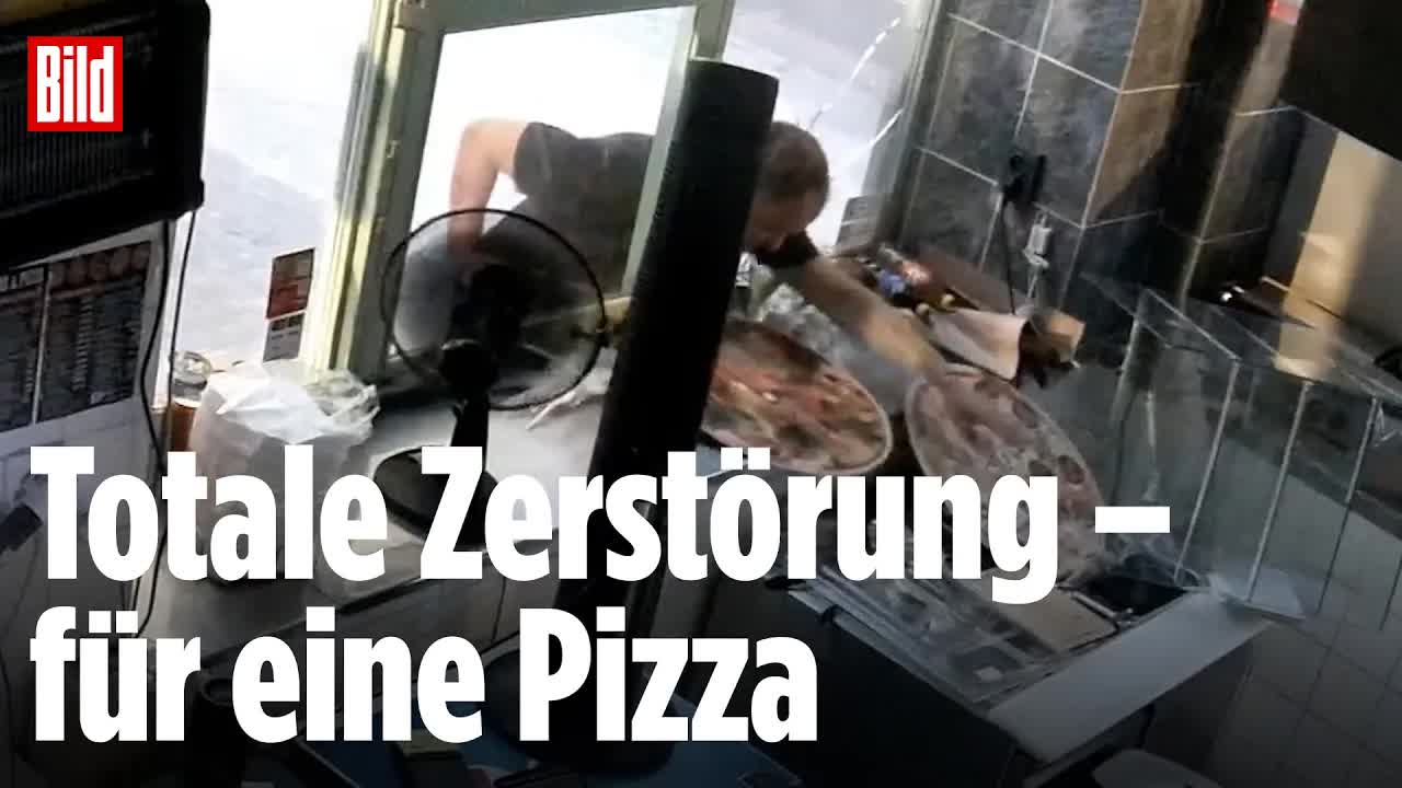 Für eine Pizza: Mann schlägt Fensterscheibe ein – mit einem Verkehrsschild