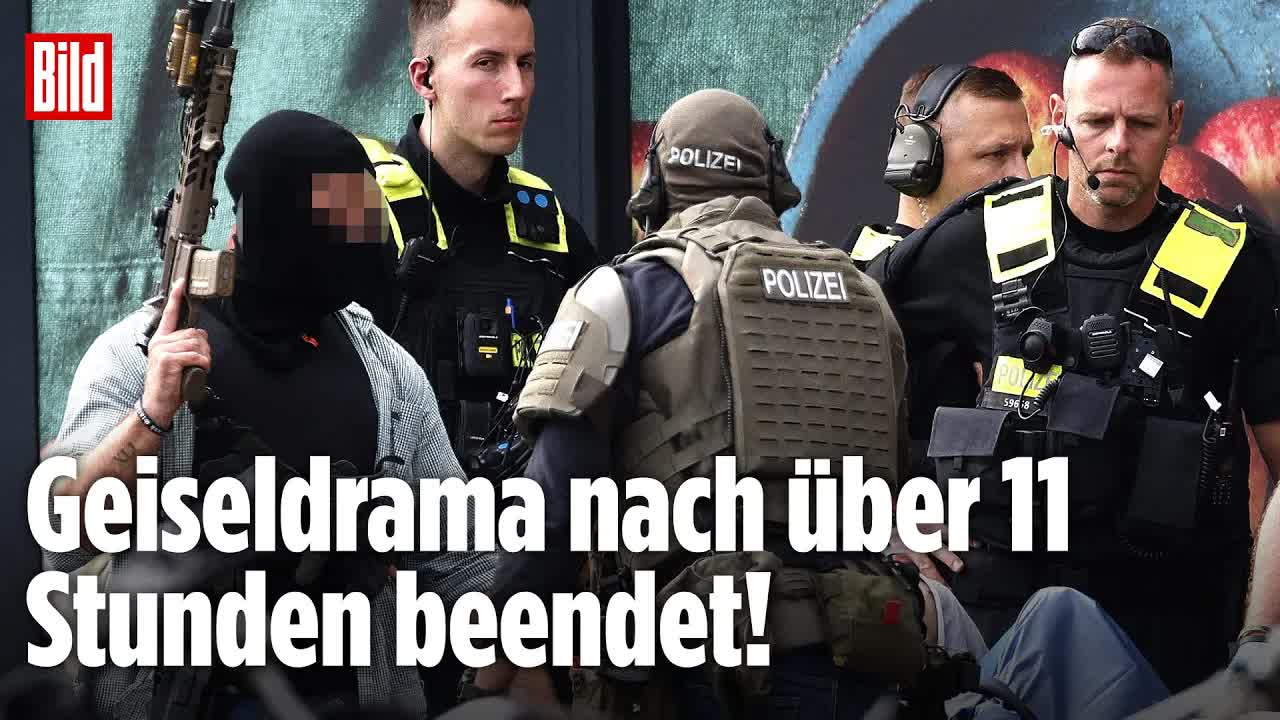 GEISELNAHME IN BERLIN: Hier wird der Täter abgeführt! Messer-Mann mit Taser überwältigt!