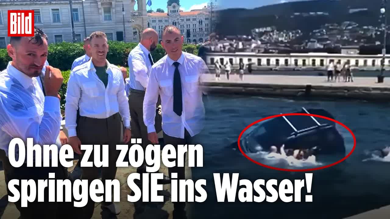 ITALIEN: Dramatische Rettung! Soldaten springen sinkendem Auto hinterher!