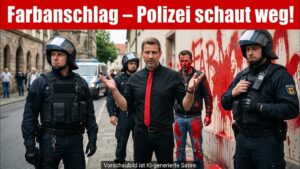 FARBANSCHLAG UND POLIZEI SCHAUT WEG!