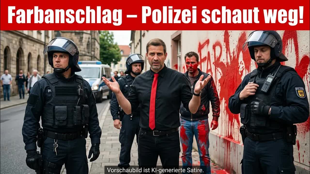 FARBANSCHLAG UND POLIZEI SCHAUT WEG!