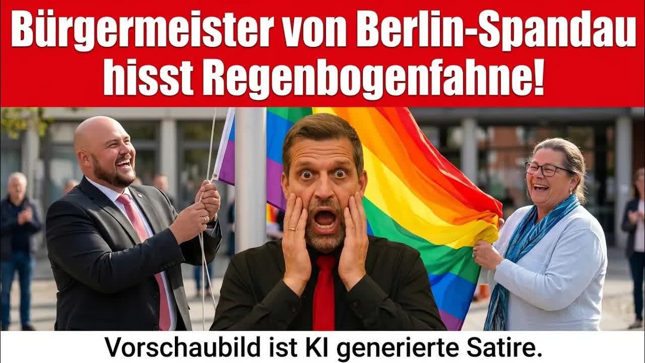 🔴 CDU BÜRGERMEISTER VON BERLIN - SPANDAU HISST REGENBOGENFAHNE‼️