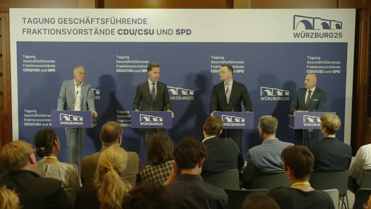 Pressekonferenz der Spitzen der SPD- und CDU/CSU-Bundestagsfraktionen mit NATO-Generalsekretär Rutte