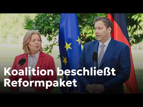 Lars Klingbeil und Bärbel Bas zum Koalitionsausschuss von CDU/CSU und SPD